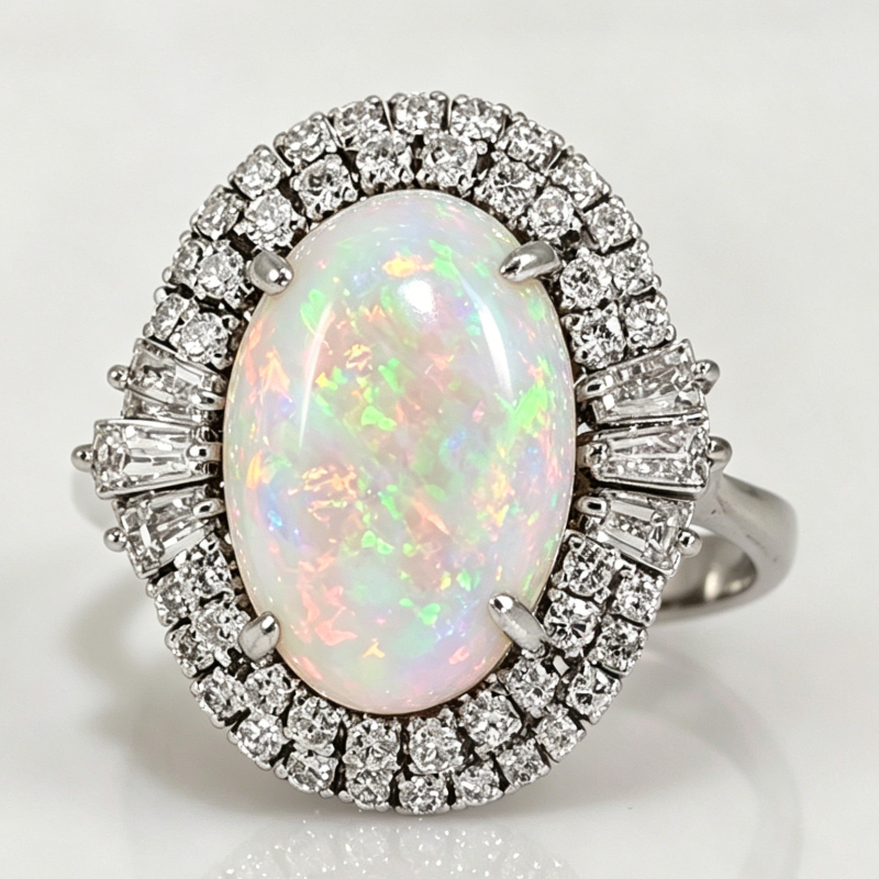 Women's Elegant Oval & Synthetic Zirconia Ring, Birthstone Gift